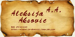 Aleksija Aksović vizit kartica